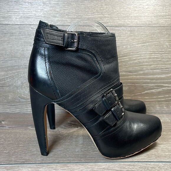 Sam Edelman Kenley Women’s Sz 9M Black Leather 5” Heel Inside Zip Ankle Booties - Picture 1 of 12